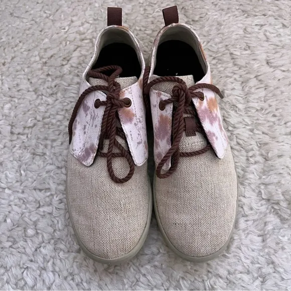 Merrell Gridway Cotton Canvas Sneakers Lace-Up Shoes Women's Size 7.5 Beige