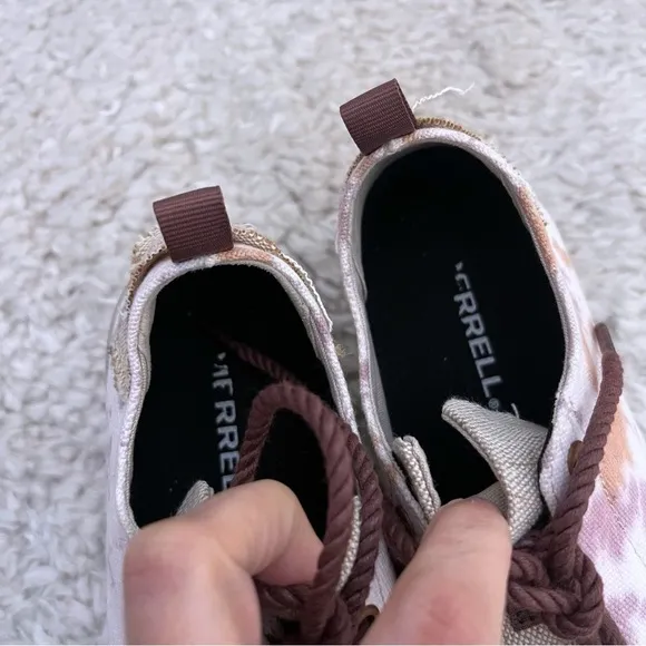 Merrell Gridway Cotton Canvas Sneakers Lace-Up Shoes Women's Size 7.5 Beige