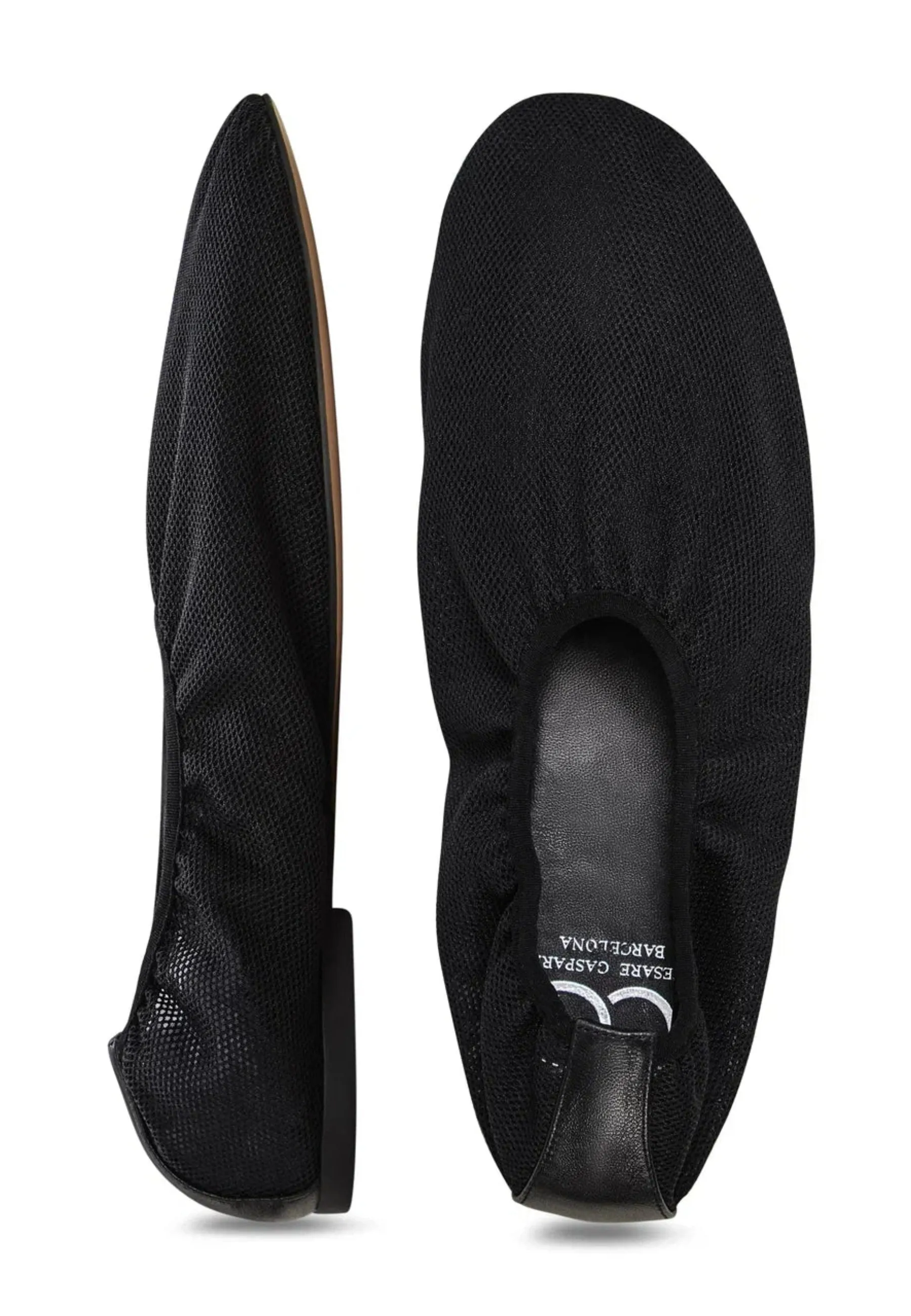 Mesh Slip-On Ballet Flats - Black