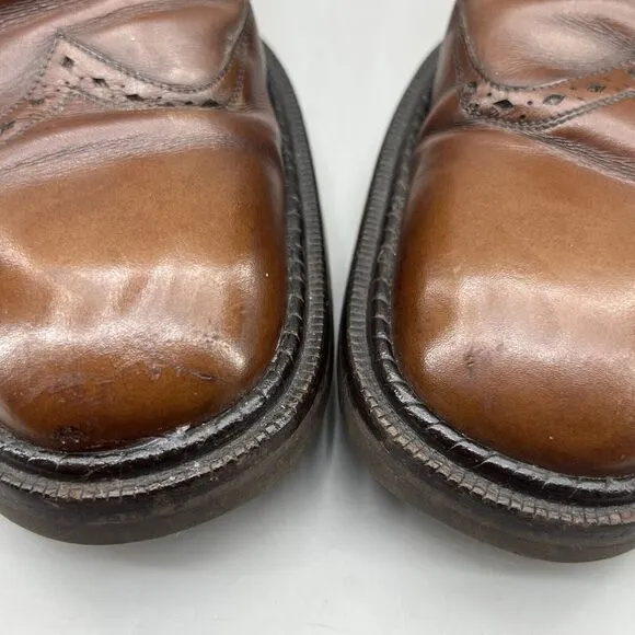 Mezlan Brogue Wingtip Shoes Men's Size 9.5 Brown Leather Low Top Lace Up Oxford