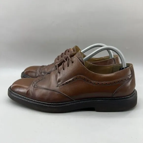 Mezlan Brogue Wingtip Shoes Men's Size 9.5 Brown Leather Low Top Lace Up Oxford