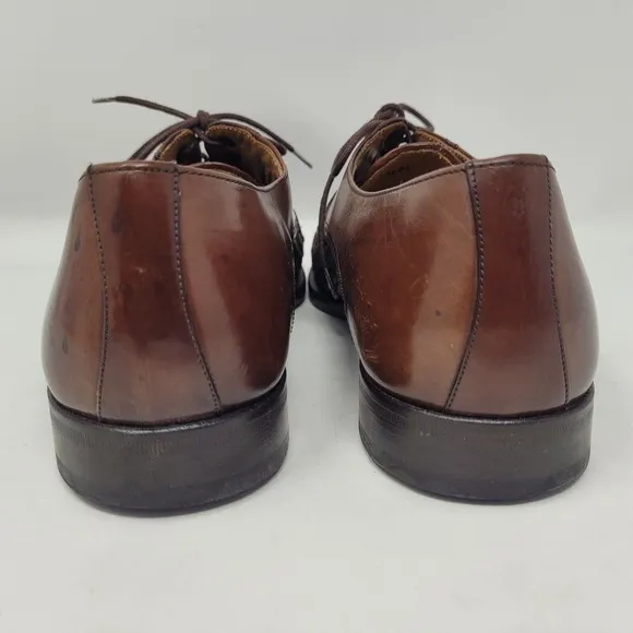Mezlan Shoes Mens 7.5M Brown Leather Woven Cap Toe Derby Cancun