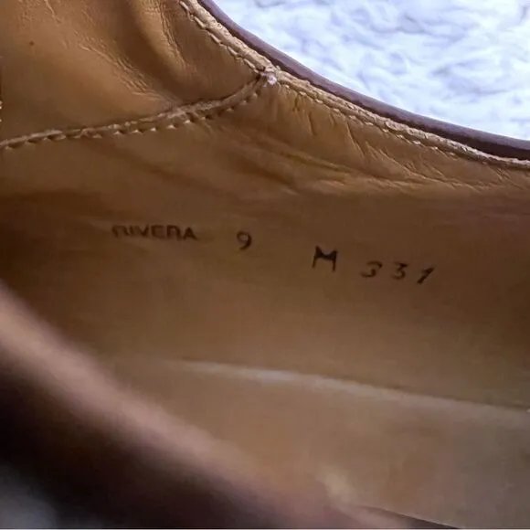 Mezlan Rivera Leather Canvas Mens Shoes Leather Oxford Size 9M  Cognac Natural