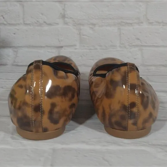 MF J.Crew Lula Brown Leopard Cheetah Patent Leather Ballet Flats NWOT NWOB 7