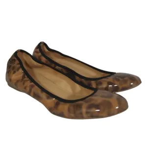 MF J.Crew Lula Brown Leopard Cheetah Patent Leather Ballet Flats NWOT NWOB 7