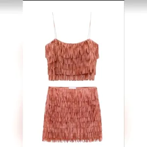 Micas Fringed Tiered Skirt Set