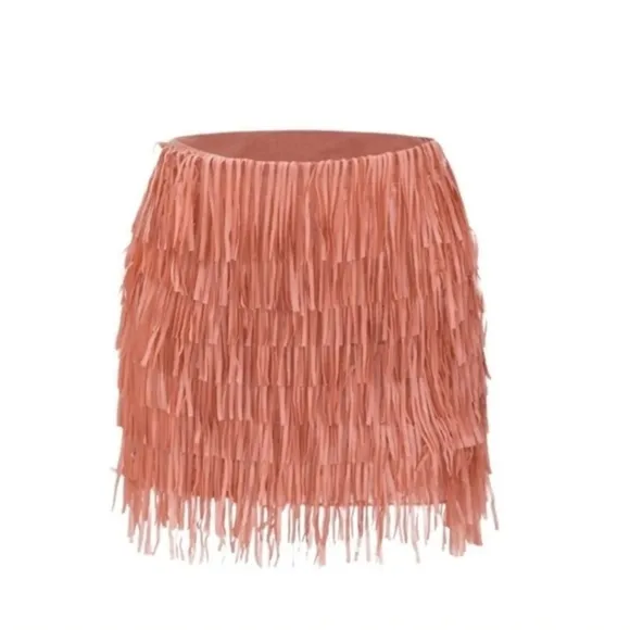 Micas Fringed Tiered Skirt Set