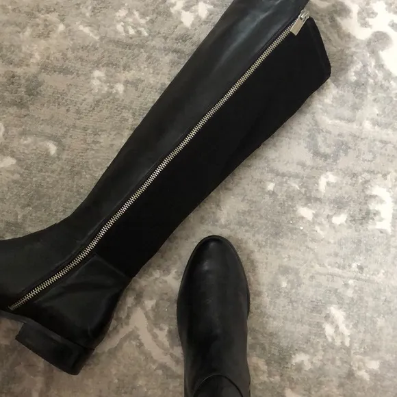 Michael Kors 50/50 Genuine Leather/ Stretchable Flat over the knee Boots