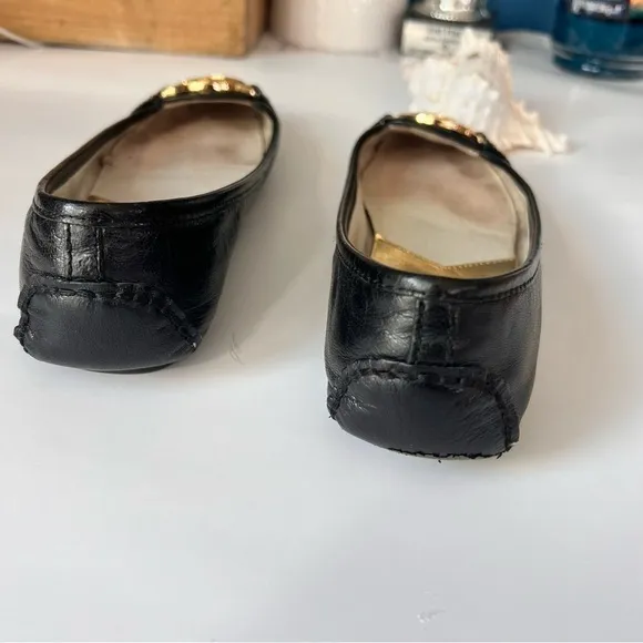 Michael Kors Black Leather Flats Shoes