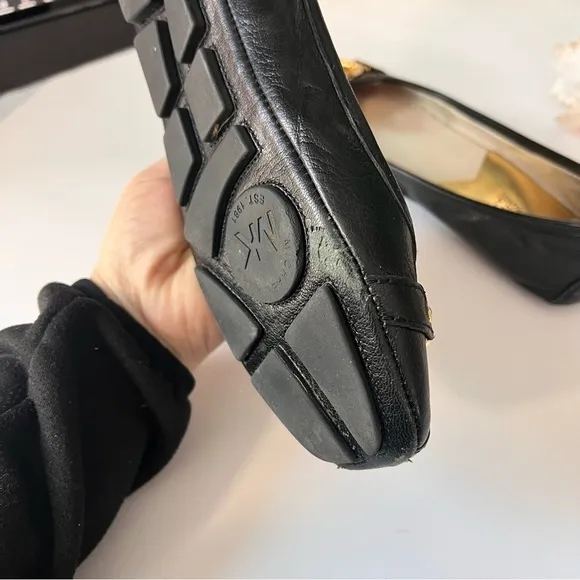 Michael Kors Black Leather Flats Shoes
