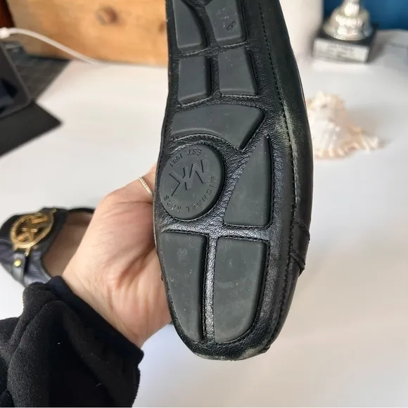 Michael Kors Black Leather Flats Shoes