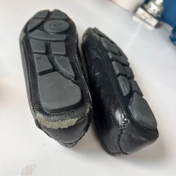 Michael Kors Black Leather Flats Shoes