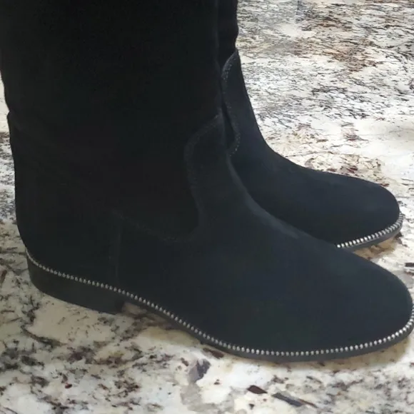 Michael Kors Black Suede Bayview Riding Boot Knee High Sz 7