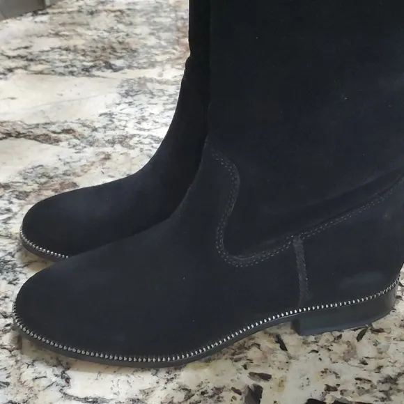 Michael Kors Black Suede Bayview Riding Boot Knee High Sz 7