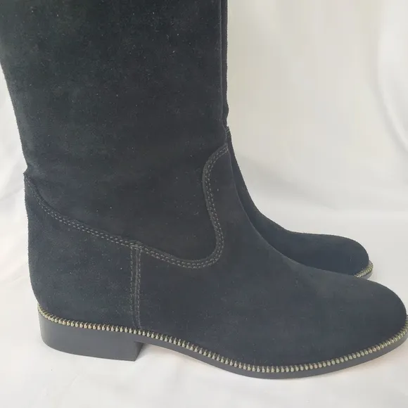 Michael Kors Black Suede Bayview Riding Boot Knee High Sz 7