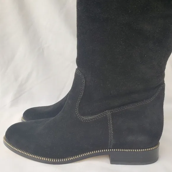 Michael Kors Black Suede Bayview Riding Boot Knee High Sz 7