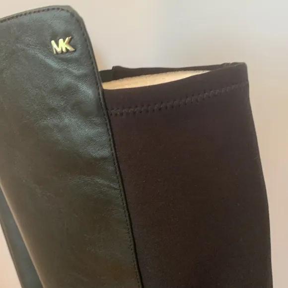 Michael Kors Bromley Black Leather Knee High Flat Riding Boots Women’s Size 8