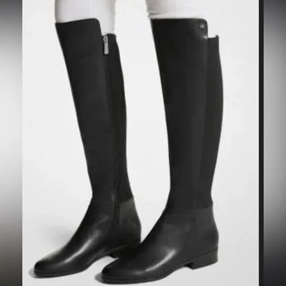 Michael Kors Bromley NWOT Flat Riding Boots Black Knee High Size 5