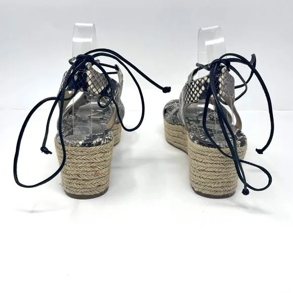 MICHAEL KORS Brown Gray Snake Print Sofia Espadrille Wedge Platform High Heels