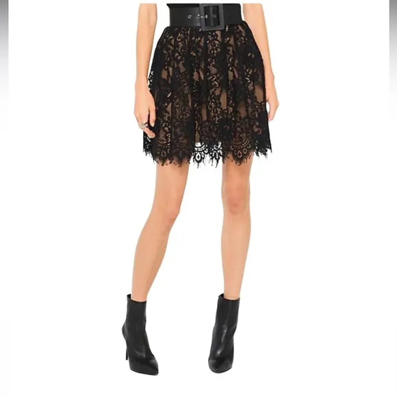 Michael Kors Floral Lace Mini Skirt Black Size 6