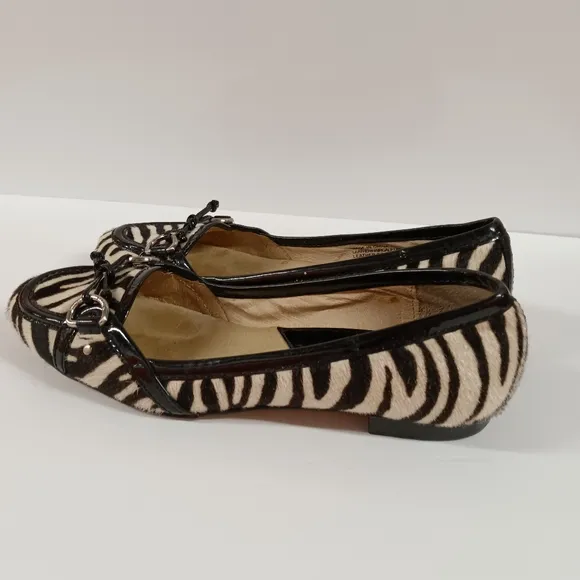 Michael Kors Haircalf Zebra Animal Print Genuine Leather Ballet Flats