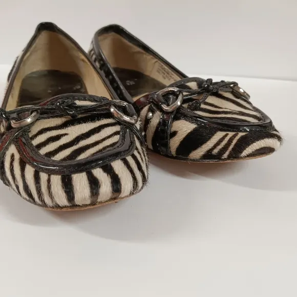 Michael Kors Haircalf Zebra Animal Print Genuine Leather Ballet Flats