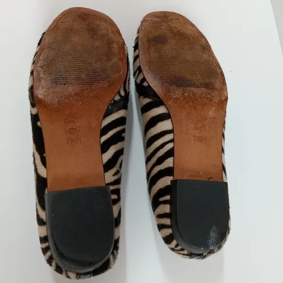 Michael Kors Haircalf Zebra Animal Print Genuine Leather Ballet Flats