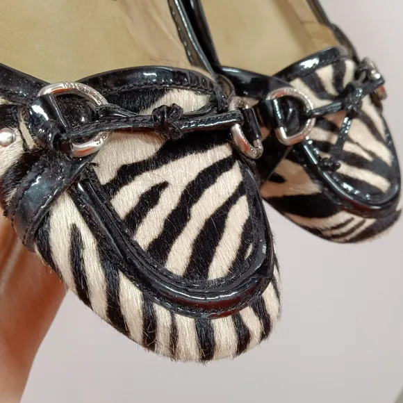 Michael Kors Haircalf Zebra Animal Print Genuine Leather Ballet Flats