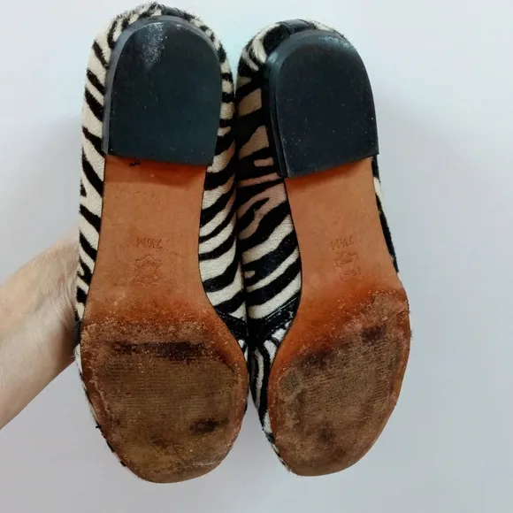 Michael Kors Haircalf Zebra Animal Print Genuine Leather Ballet Flats