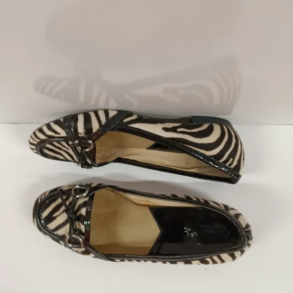 Michael Kors Haircalf Zebra Animal Print Genuine Leather Ballet Flats