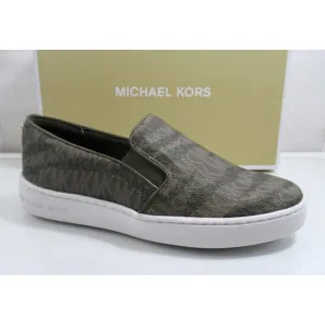 Michael Kors Keaton Slip On Sneakers MK Signature Olive Green Size 7.5