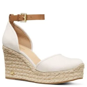 Michael Kors Kendrick Cream Espadrille Wedges Canvas Sandals Shoes Heels NEW