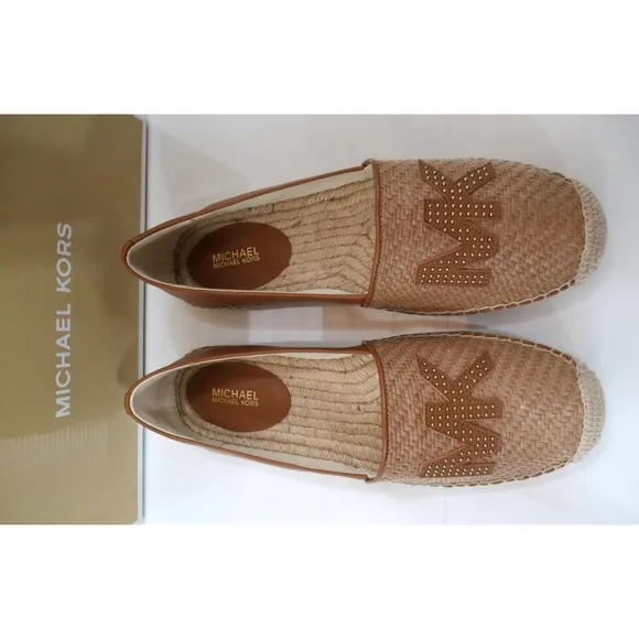 Michael Kors Kendrick Toe Cap Espadrille Flat Shoes MK Natural / Acorn S…