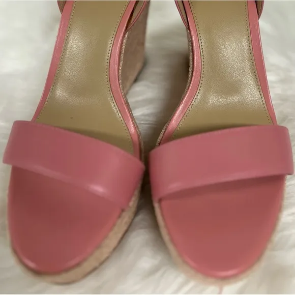 Michael Kors Kimberly Leather Platform Espadrille Wedges In Coral Size 10 NWOB