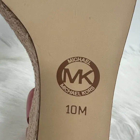 Michael Kors Kimberly Leather Platform Espadrille Wedges In Coral Size 10 NWOB