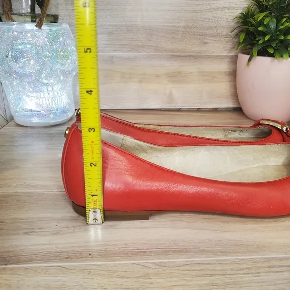 MICHAEL KORS leather ballet flats MK Women's Size 7 Buckle Gold Tones *