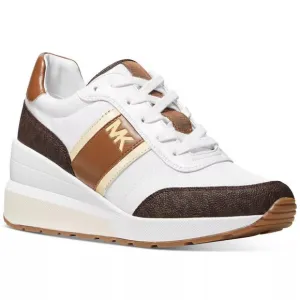 Michael Kors Mabel Brown MK Trainer Wedges Sneakers Shoes Flats Multi Size NEW