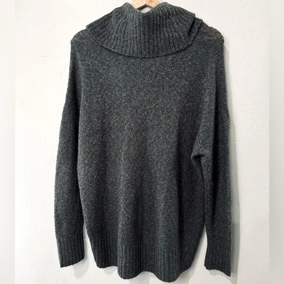 MICHAEL KORS Oversized Sweater Derby Chunky Wool Turtleneck Ribbed Gray XS/S