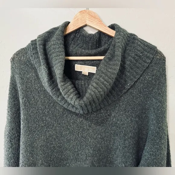 MICHAEL KORS Oversized Sweater Derby Chunky Wool Turtleneck Ribbed Gray XS/S