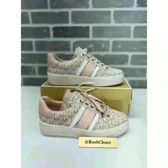 Michael Kors Poppy Logo Stripe Sneakers shoes - Powderblush