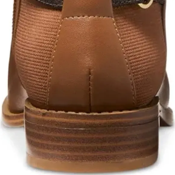 Michael Kors Rory Flat Bootie Ankle Boots MK Logo Hardware Luggage Size 6