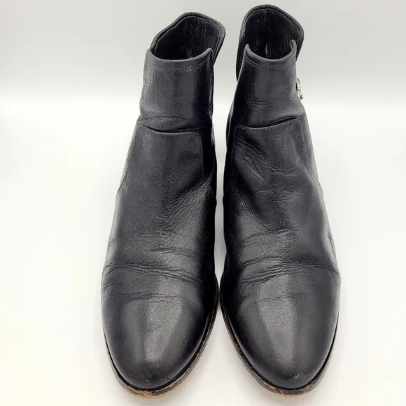 Michael Kors Salem Ankle Bootie Pull On Buckle Black Leather Boots Women's 10