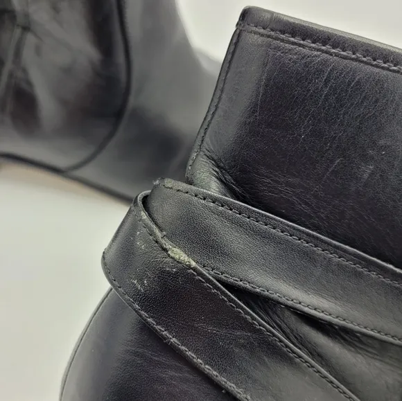 Michael Kors Salem Ankle Bootie Pull On Buckle Black Leather Boots Women's 10