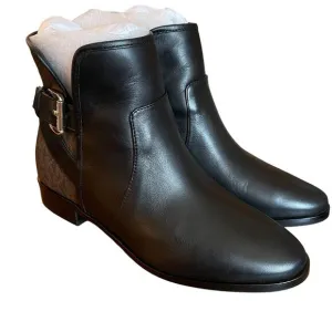 Michael Kors Salem Bootie Shoes Size 5 Black Brown Leather Buckle Straps