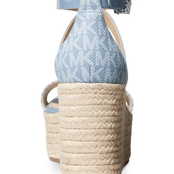 Michael Kors Serena Wedge Espadrille Sandals Chambray Size: 8.5 NIB!