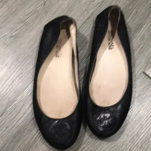 Michael Kors Signature Black Leather Ballet Flats