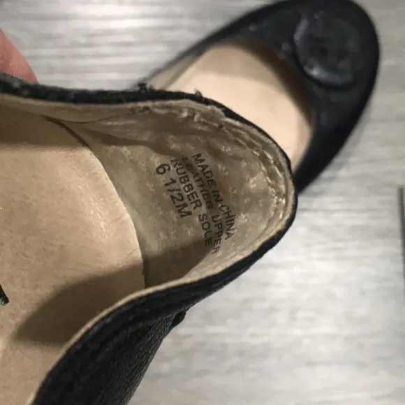 Michael Kors Signature Black Leather Ballet Flats