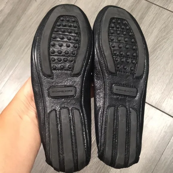 Michael Kors Signature Black Leather Ballet Flats