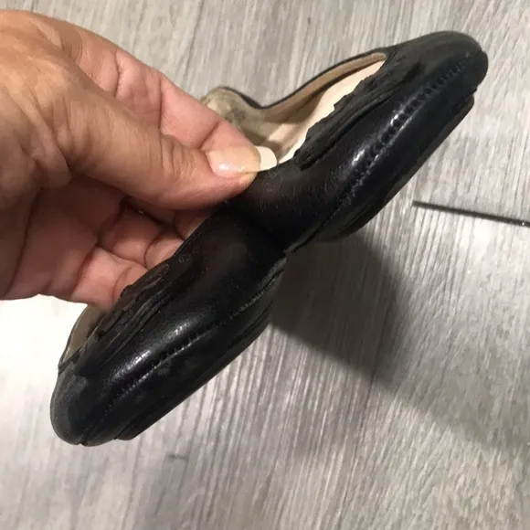 Michael Kors Signature Black Leather Ballet Flats