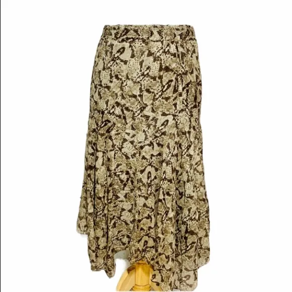 MICHAEL KORS Silk Snakeskin Print Midi Skirt